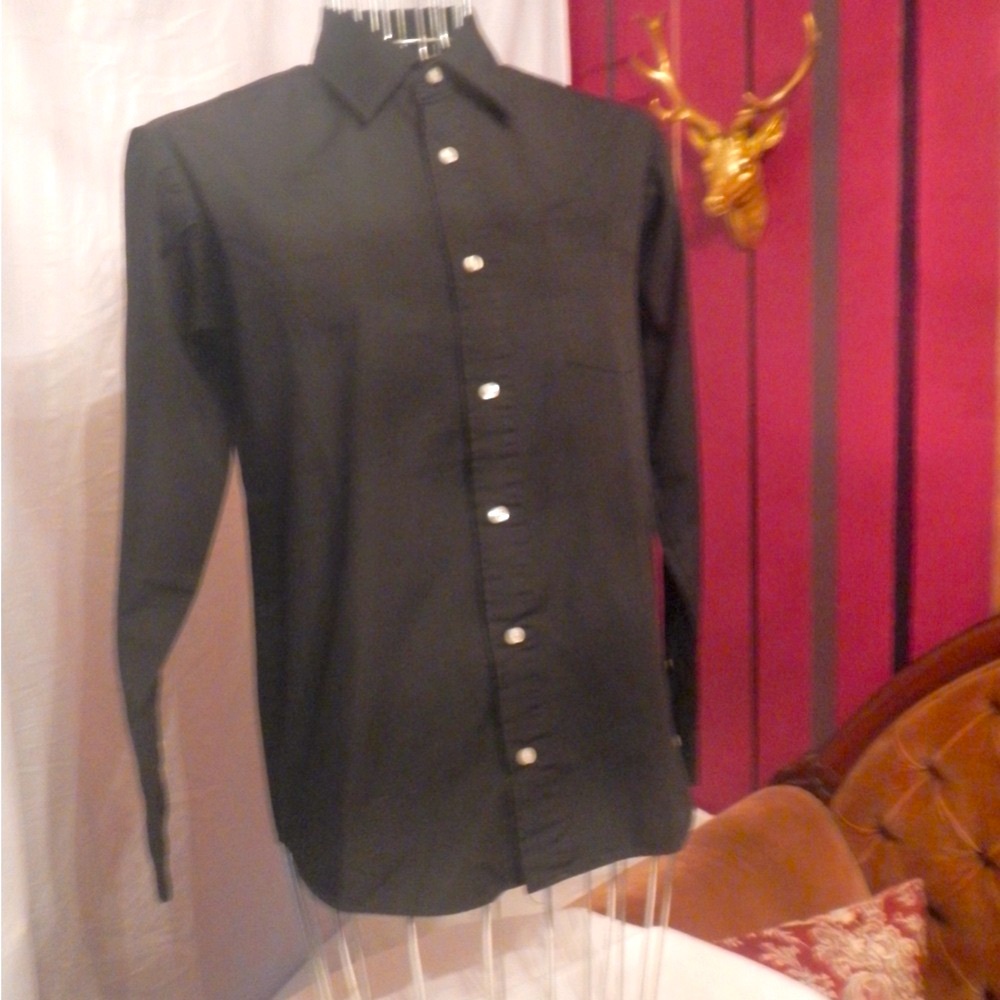 Banana Republic, Black, Fitted, Button-Up, Size Medium